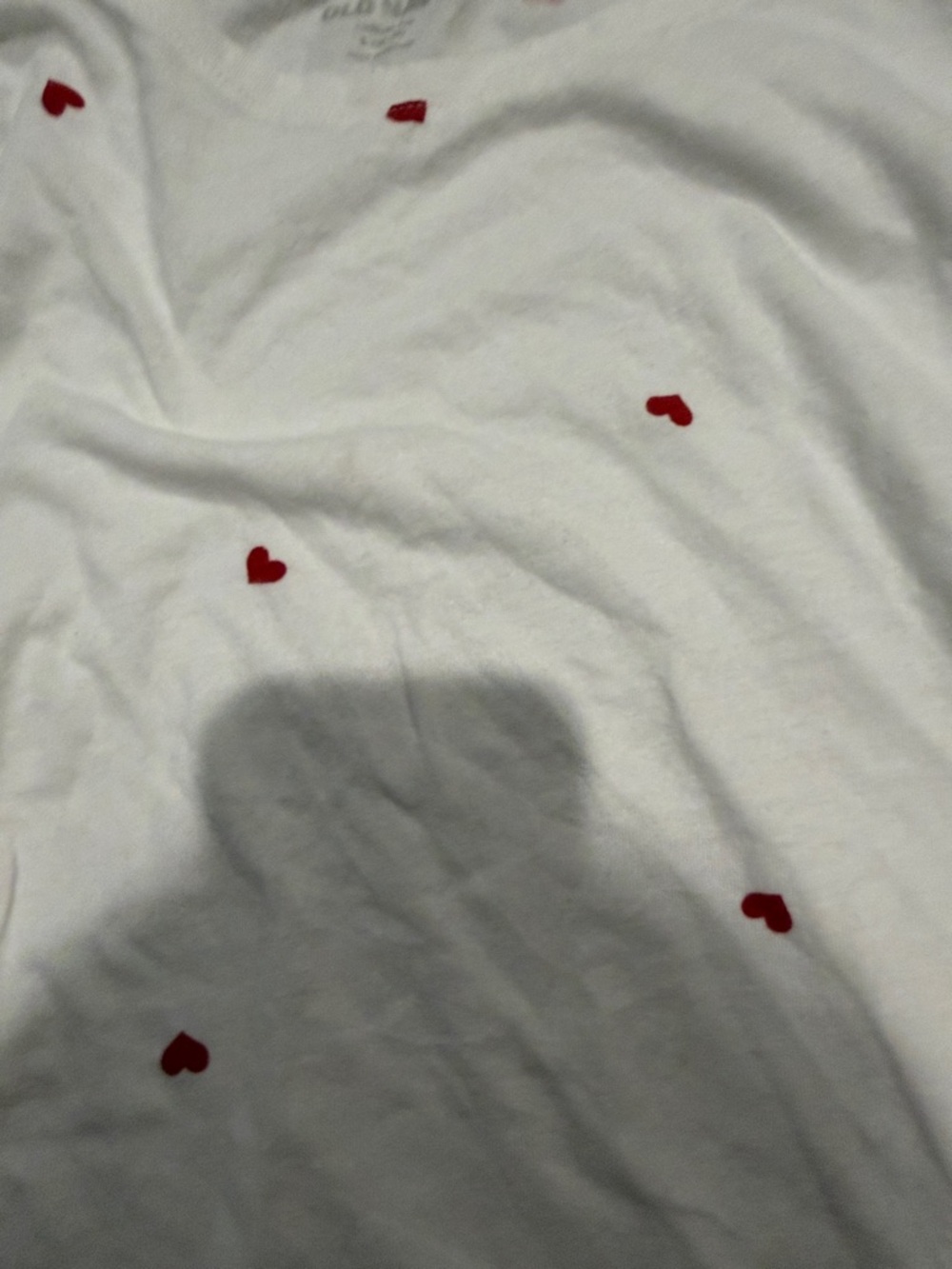 Old Navy White Long Sleeve Tee with Red Heart Print - Picture 2 of 3